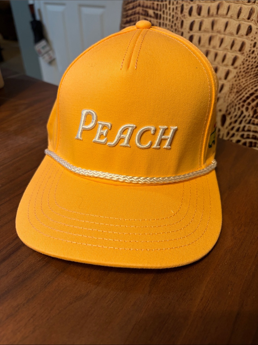 Peach Embroidered Rope-Trim Masters Cap - Vibrant Peach